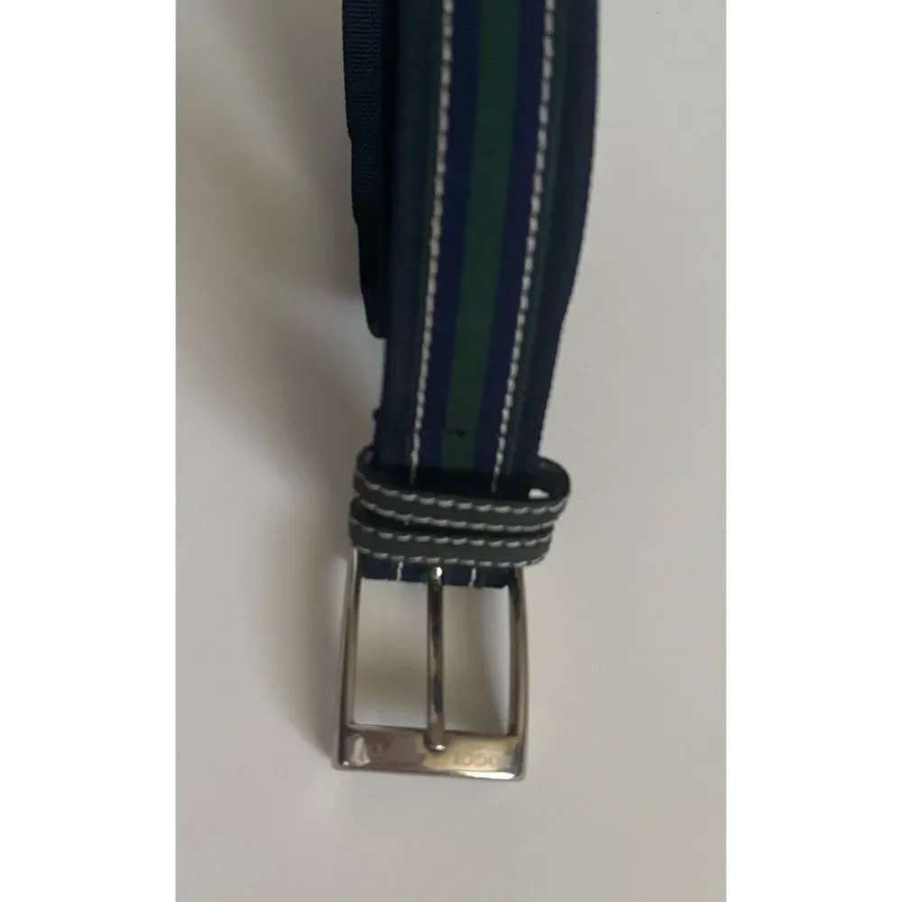 Boggi Milano Navy and Green Striped Belt Size S